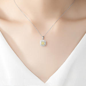 Collar personalizable de plata de ley S925 con circonita cuadrada amarilla, un regalo romántico para mujeres, joyería personalizada - Product Image 2