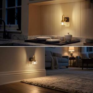 ไฟกลางคืน LED แบบเสียบปลั๊ก พร้อมเซ็นเซอร์ตรวจจับแสงอัตโนมัติ รูปทรงฟักทอง ปรับความสว่างได้ 1 วัตต์ สไตล์วินเทจ สำหรับห้องนอน ห้องโถง ห้องน้ำ - Product Image 3