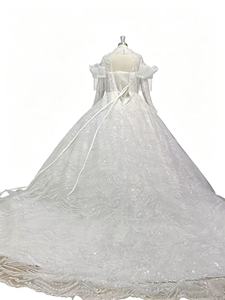 Abito da Sposa Lungo con Frange Stile 2026 - Elegante Abito Formale di Lusso con Strass e Strascico a Coda di Rondine - Product Image 3