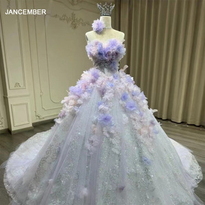 Strapless Corset Top Fairytale Sparkly <b>Glitter</b> <b>Ball</b> Gown Dress Floral <b>Ball</b> Gown Puffy Wedding Prom Dress Yl0031 - Product Image 1