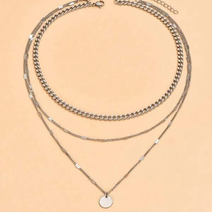 Ins Fashion 18k Gold Plated Clavicle Chain <strong>Necklace</strong> Stainless Steel <strong>Coin</strong> Double Layered <strong>Necklace</strong> for Women - Product Image 5