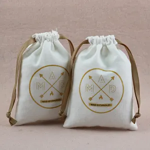 Factory Cotton Dust Drawstring Bag Custom Organic Muslin Bag Cotton Jewelry Packaging Gift Pouch for Jewelry China Promotion OEM