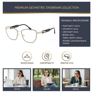 Monture de lunettes polygonale en métal or-noir raffiné avec détails exquis pour un usage quotidien haut de gamme et un style de bureau luxueux - Product Image 4