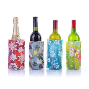 YISHUN Funda Enfriadora de Vino Flexible Plateada y Enfriador Reutilizable, Funda de Hielo Impermeable y Duradera, Accesorio de Vino de Nailon Ecológico - Product Image 1