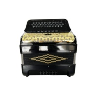Accordéon diatonique professionnel OEM JB3412E en bois, 34 boutons, 12 basses, 6 registres, corps noir brillant, boutons grillagés dorés, portable