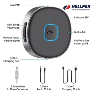 2025 HG gran oferta J22 adaptador de coche portátil para <span class=keywords><strong>Bluetooth</strong></span> 5,0 adaptador de Audio inalámbrico Micrófono estéreo cargador de coche amplificador para todos los coches - Product Image 4