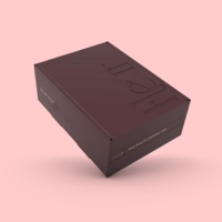 Boîte haut de gamme faite à la main en carton rouge ondulé, matériaux recyclés, pelliculage mat, gaufrage, doublure en éponge, rigide, pour crème visage et crème contour des yeux