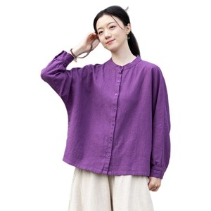 Cárdigan Holgado de Color Sólido, Estilo Vintage, para Mujer, Talla Grande, Cuello Alto, Tejido a Mano, Viscosa/Poliéster, Fino, Verano 26 - Product Image 4