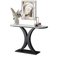 Console d'entrée murale en marbre de luxe léger, étagère de rangement, meuble simple, table d'appoint semi-circulaire, style chinois pour la maison