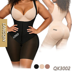 <b>Women</b> Woven Breathable Shapewear Bodysuit Abdomen <b>Compression</b> <b>Shorts</b> Zipper Closure Firm Shapers ODM - Product Image 1