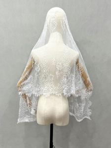 Voile de mariée blanc en dentelle vintage, élégant voile mantilla pour l'église, voiles noirs pour femmes musulmanes, voiles de mariage - Product Image 2