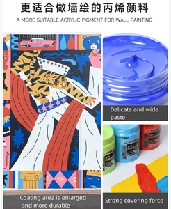 Venta al por mayor 500ml pinturas de pared Liquied acrílico pintura Color Set OEM para pintura al aire libre 3D pintura acrílica - Product Image 4