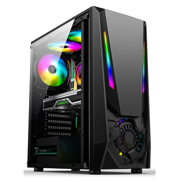 Customized Best Price RGB Panel M-ATX ATX  Gaming PC Case Compact Computer Tower for Gamers