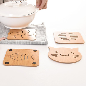 Cute Hollow Wooden Coasters Non Slip Bowl <b>Plate</b> Pot <b>Mats</b> Heat Resistant Kitchen <b>Mats</b> Irregular Flower Rectangle Square Shapes - Product Image 2