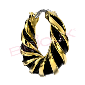 ALARA, pendientes de acero inoxidable negros de moda para mujer, tachuelas geométricas chapadas en oro en forma de flor con perla de circón hipoalergénico - Product Image 1