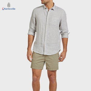 Giantextile primavera abbigliamento migliore vendita <span class=keywords><strong>camicia</strong></span> da uomo <span class=keywords><strong>lino</strong></span> 100% <span class=keywords><strong>verde</strong></span> e bianco a righe a maniche lunghe <span class=keywords><strong>camicia</strong></span> classica per gli uomini - Product Image 1