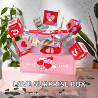 Boîte surprise rebondissante, boîte à sauter, boîte enveloppe rouge, cadeau d'anniversaire, dossiers sur le thème de l'amour, doublure en carton, vernissage, bougie