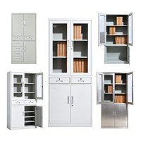 Armoire de rangement de bureau en acier à 4 portes et double niveau avec serrures à clé individuelles
