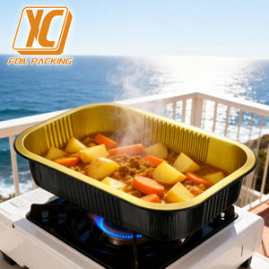 Conteneur en aluminium alimentaire micro-ondable XC Y54 1000 ml/71 oz, emballage alimentaire en vol, plateau jetable, feuille d'or rectangulaire - Product Image 2