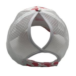 Casquette de baseball <span class=keywords><strong>noire</strong></span> à motif <span class=keywords><strong>vache</strong></span> avec trou pour queue de cheval, dos en maille, logo personnalisé, pour femme, style sport, imprimé à pois, vente en gros - Product Image 4