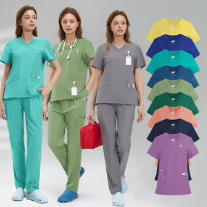 कारखाने थोक ओडाम महिलाओं की लघु आस्तीन सर्जिकल स्क्रब डॉक्टर/नर्स वर्दी स्पा सैलून वर्कवियर डेंटल सेट पॉलिएस्टर डोबी - Product Image 1