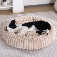 Nouveau produit, lit pour chien et chat, fausse fourrure de lapin, lit rond pour animaux de compagnie, nid pour chien en forme de beignet, utilisation en intérieur, chaud pour l'hiver, fournitures pour animaux de compagnie