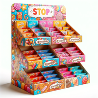 Carton recyclé écologique personnalisé Snack Bonbons Chocolat Bar Comptoir Affichage Étagère Prêt À L'emballage Publicitaire