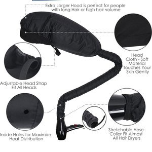 <strong>Hair</strong> <strong>Dryer</strong> <strong>Bonnet</strong> Attachment Reusable Durable Extra Large Hooded <strong>Dryer</strong> Adjustable Caps Polyester Material EasyUse Professional - Product Image 3