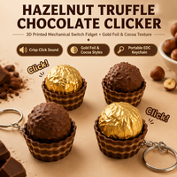 Gantungan Kunci Fidget Clicker Cokelat Cetak 3D Bentuk Kacang Cokelat, Tombol Tekan Pereda Stres, Mainan Lucu, Hadiah Liontin