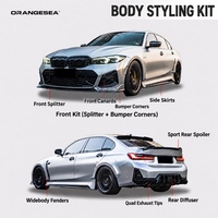 Kit carrosserie complet pour BMW Série 3 2023 G20 G28 : Lame avant, séparateur et extensions d'angle de pare-chocs – Kit extérieur