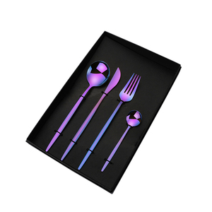 Ensemble de couverts classiques en acier inoxydable arc-en-ciel, couteau, fourchette, cuillère, vaisselle de fête, couverts de cuisine, écologiques, durables - Product Image 3