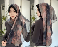 Zifeng OEM Hijab à imprimé abstrait artistique, à volants et ourlet festonné, pour femmes musulmanes, avec double drapé, foulard de mode