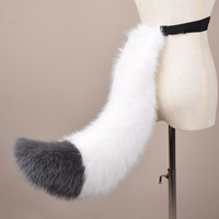 Queue de loup en peluche faite à la main de 29 pouces pour Halloween, accessoires de cosplay, oreilles et queue d'animaux en peluche, queue de renard en peluche