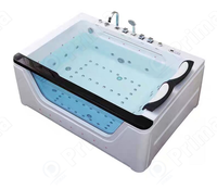 Baignoire de massage à remous moderne de luxe pour 2 personnes avec fenêtre en verre, spa intelligent en acrylique avec lumière LED