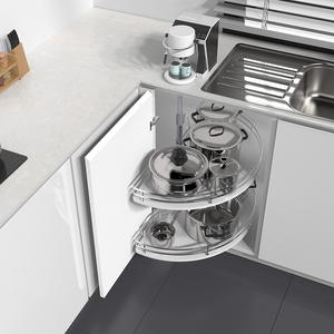 Modern 180 Degree Revolving Swivel Baskets Kitchen Cabinet Storage <strong>Lazy</strong> <strong>Susan</strong> <strong>Pull</strong> <strong>out</strong> In-Cabinet Installation - Product Image 2