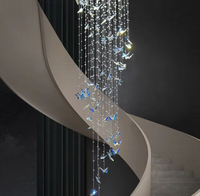 Luminaire décoratif de haute qualité pour la maison, hôtel, hall, escalier, style postmoderne, petit lustre en cristal en forme de papillon, LED