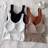 Top Corto Deportivo para Mujer, Estilo Vintage, Transpirable, Ecológico, Sin Costuras, Colorido, con Patrón Sólido, Novedad 2026
