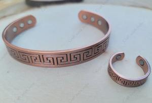 Bracelet magnétique en cuivre à motif clé grecque, ajustable, idéal pour la thérapie énergétique, disponible au meilleur prix - Product Image 2