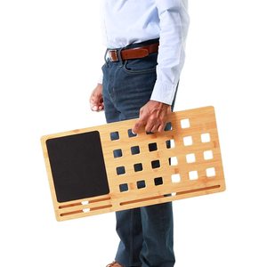 Refroidisseur d'ordinateur portable en bambou sur mesure, plaque de refroidissement pour ordinateur, support pour iPad, support pour téléphone portable, base trois-en-un en bambou et en bois. - Product Image 5