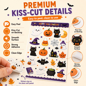 Adesivi personalizzati Halloween Kiss Cut A5 - Fantasmi, Jack O' Lantern, Gatti Neri - Facili da Staccare per Scrapbook e Borracce - Product Image 4