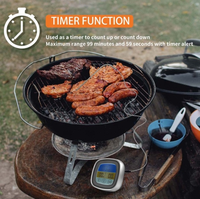 Aksesoris Panggangan BBQ Termometer Digital Pintar Jangkauan Jauh dengan Layar Besar Bertenaga Baterai untuk Memasak Daging