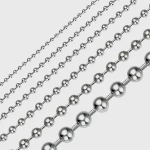 Diskon besar kalung baja tahan karat 304/316L manik rantai baja titanium dalam jumlah besar untuk membuat perhiasan DIY kerajinan