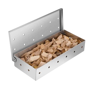 Grill BARBECUE In Acciaio Inox Fumatore Box per Trucioli di Legno