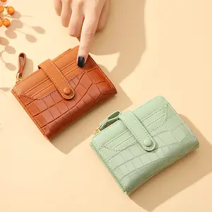 2023 New Women's Korean-style Retro Crocodile Wallet Short Simple Temperament Multi-card-slot Card Holder Purse For Women