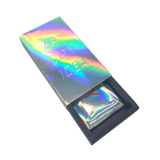 Popular Design Hologram Laser Paper Sliding Drawer Packaging Cosmetic Glitter Holographic Gift Box