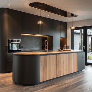 <span class=keywords><strong>Cucina</strong></span> Completa dal Design Moderno, Mobili da <span class=keywords><strong>Cucina</strong></span> Pronti per il Montaggio, Set di Armadietti in Compensato Personalizzati con Isola - Product Image 3