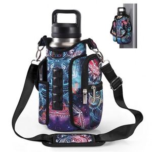 Sac de transport portable personnalisé pour bouteille d'eau de sport, support magnétique, pochette étanche en néoprène pour téléphone, porte-monnaie, accès à l'écran transparent - Product Image 1