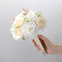 Bouquet de fleurs artificielles de mariée en strass rose gypsophile, bouquets de mariage pour la décoration de la fête de mariage et des demoiselles d'honneur