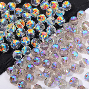 10mm 96 Cut Ball Beads Aurora AB Beads Crystal Beads Bulk Batch 50 Pcs/Bag DIY Jewelry Accessories