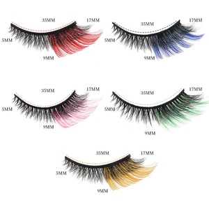 <span class=keywords><strong>5</strong></span> Pares de Pestañas Postizas de Visón Sintético Multicapa 3D Estereoscópicas Coloridas Ojo de Gato con Base de Plástico y Algodón, Estilo Europeo Americano - Product Image 1